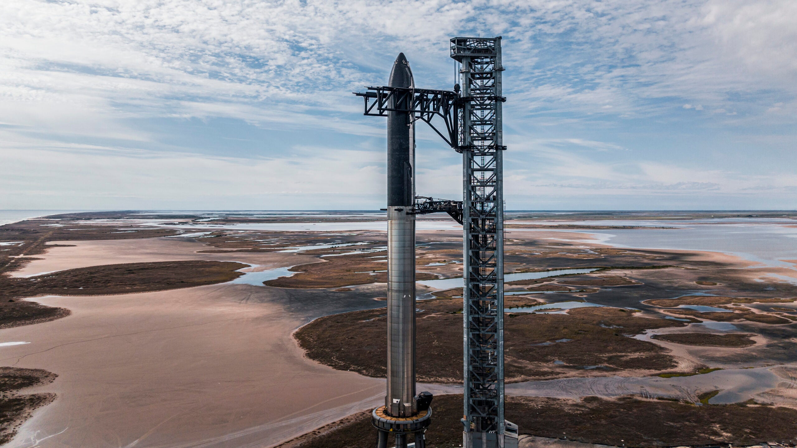 SpaceX Starship Starbase rocket on launch pad