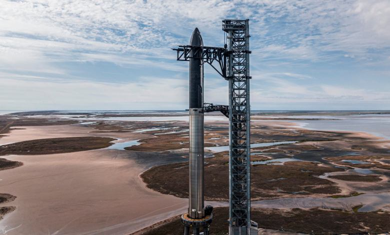 SpaceX Starship Starbase rocket on launch pad