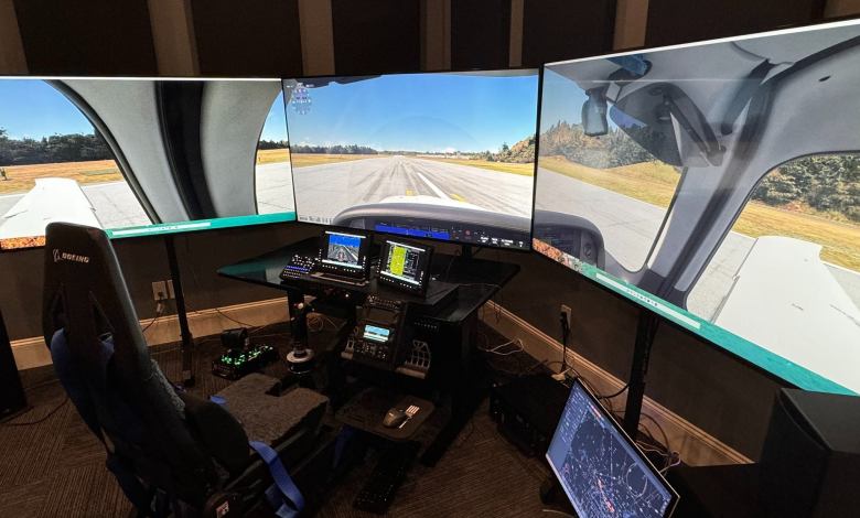 Flight simulator setup for Craig Fuller
