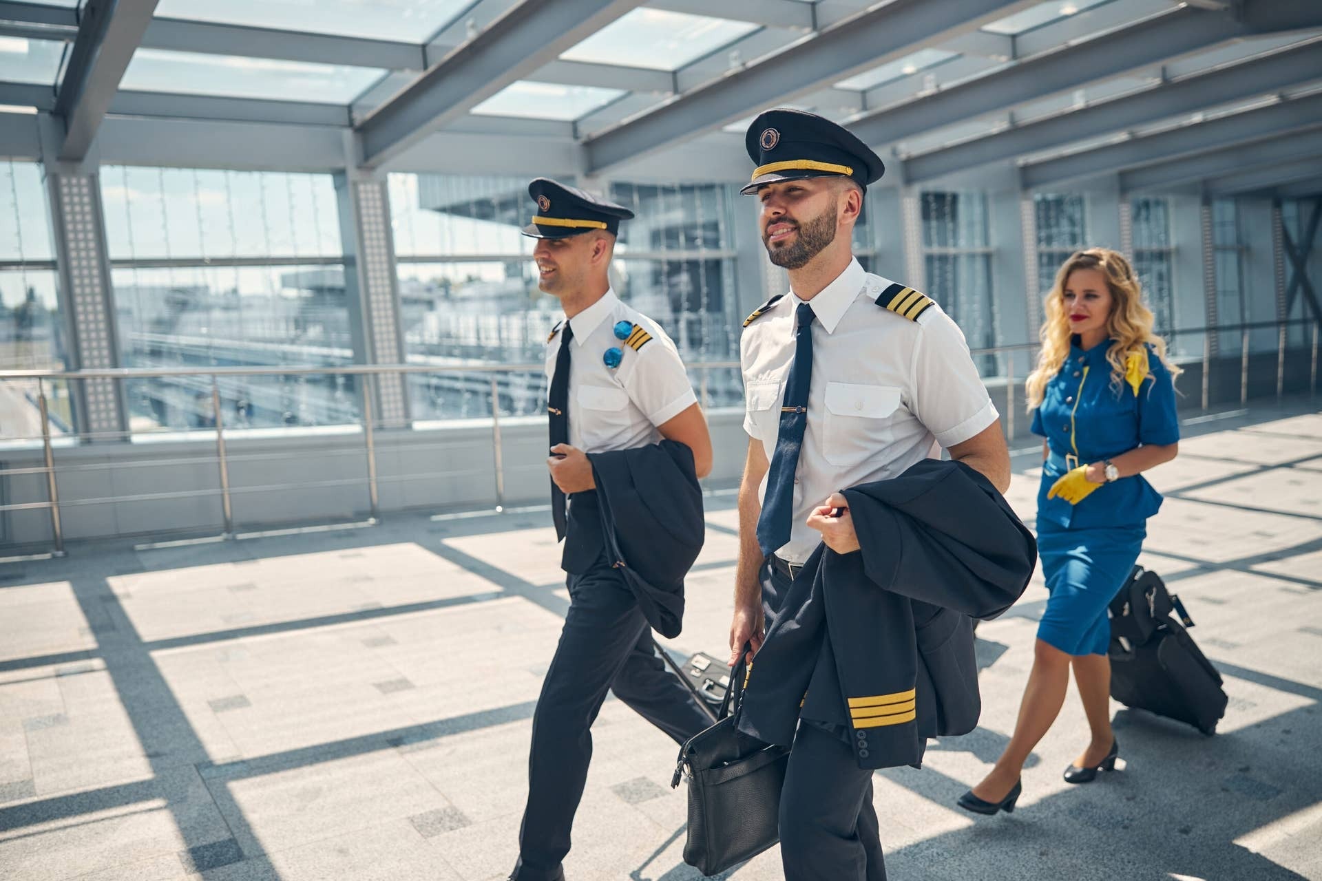 Flight crew in an airport