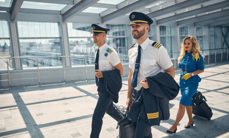 Flight crew in an airport