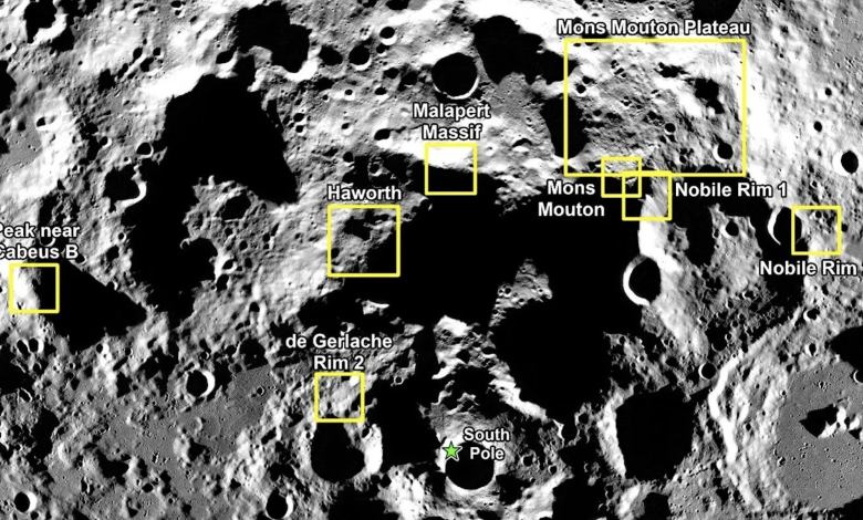 NASA Artemis moon landing locations