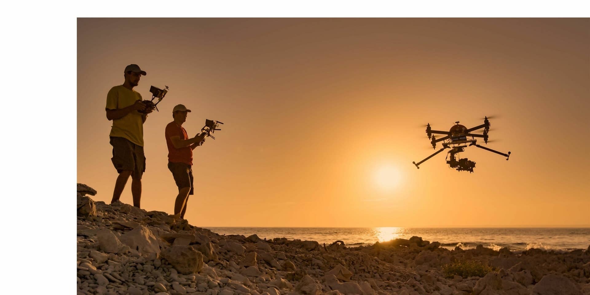 Drone pilots with a drone