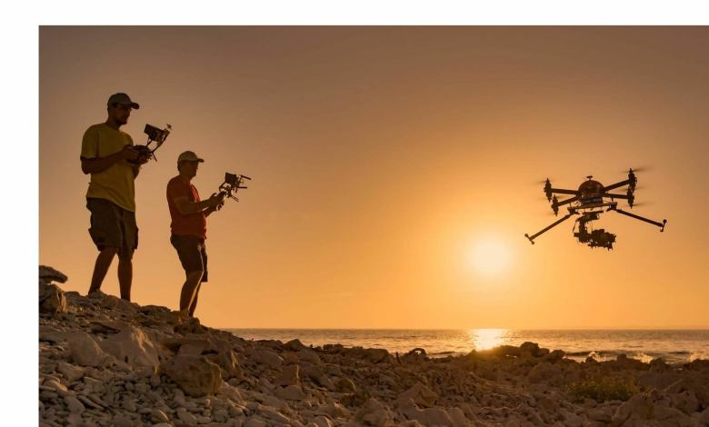 Drone pilots with a drone