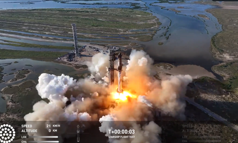 SpaceX Starship rocket Super Heavy booster test flight