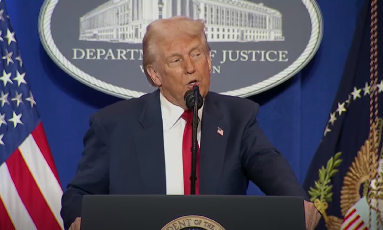 Donald Trump speaking at the White House.