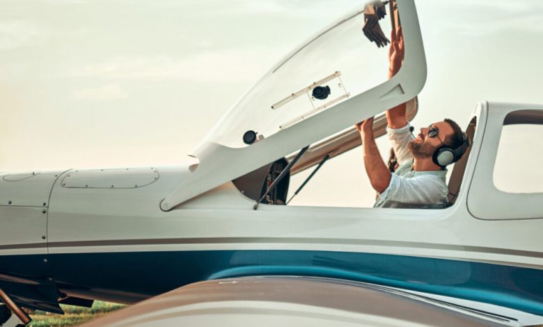 Pilot in aircraft