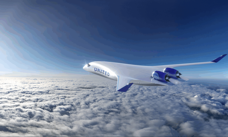 United Airlines blended wing body JetZero Z4 aircraft