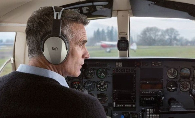 Pilot wearing headset