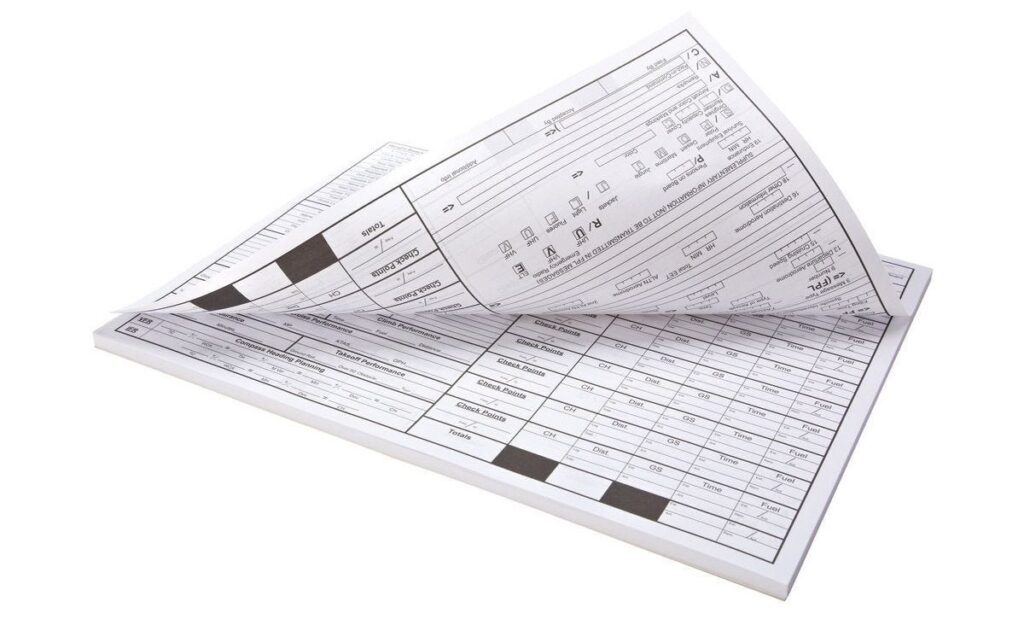 VFR/IFR flight plan forms.