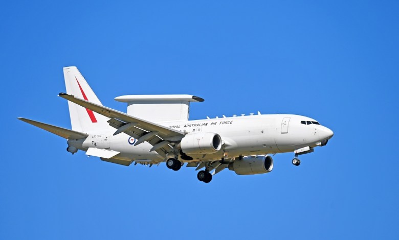 A Boeing E-7A Wedgetail landing