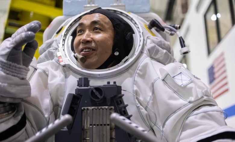Axiom space AxEMU NASA spacesuit