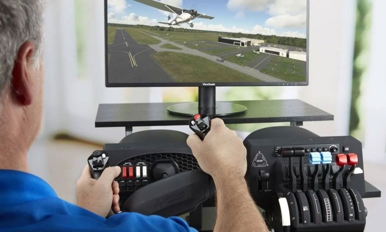 A basic flight sim setup requires a decent yoke or joystick, such as the Honeycomb Alpha Flight Simulator Yoke from Sporty's.