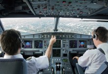 Flight deck of an Airbus aircraft
