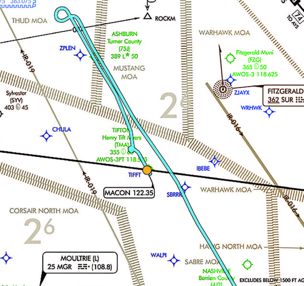 This wasn’t a diversion. It’s just an old sight-seeing track the author flew a few years ago. But he uses it to illustrate an important point: The closest divert field with approaches, fuel, facilities and some level of civilization may be behind you. [Credit: Joseph Burnside]