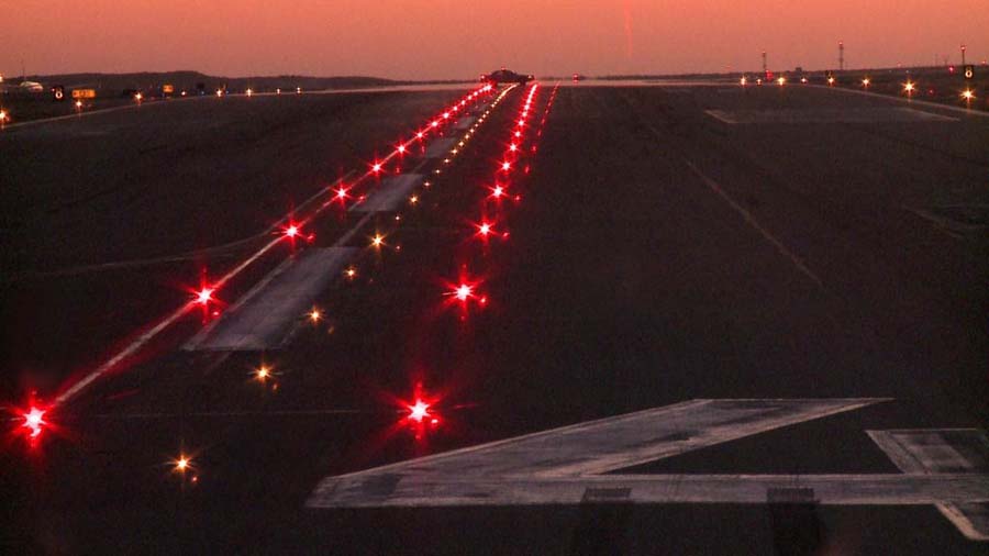 Runway Status Lights at an airport.