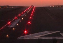 Runway Status Lights at an airport.