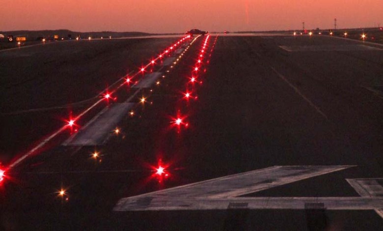 Runway Status Lights at an airport.