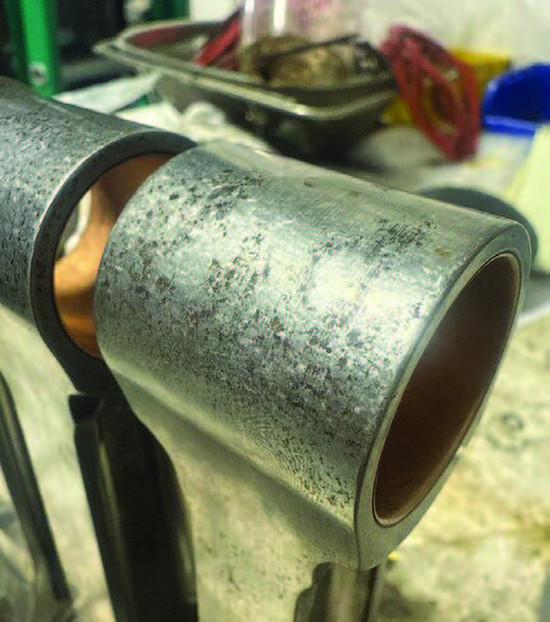 It doesn't take much for corrosion to start as surface pitting on steel parts. [Credit: Pinnacle Aircraft]