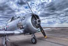 The SNJ-5 is a variant of the North American T-6 Texan aircraft, a single-engine advanced trainer developed for the U.S. Navy and other allied air forces during World War II. [Credit: Alex Munro]