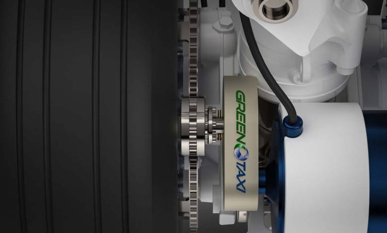 The APU will provide electrical power to drive the taxi motor through gearing assemblies on the inside of one main landing gear wheel. [Courtesy: Green Taxi Solutions]