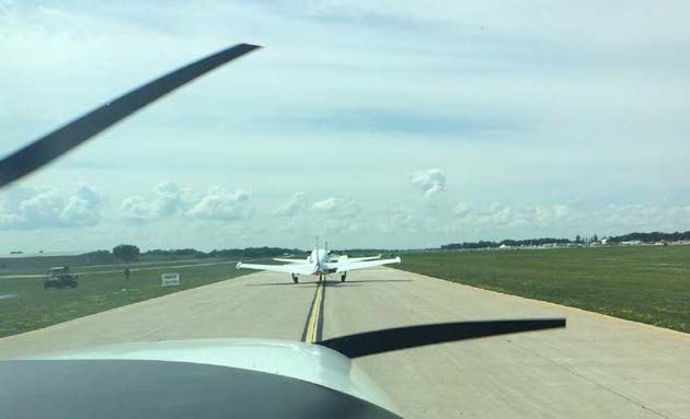 The author shares an aerial photo from arrival to a previous AirVenture at Oshkosh, Wisconsin. [Courtesy: Martha Lunken]