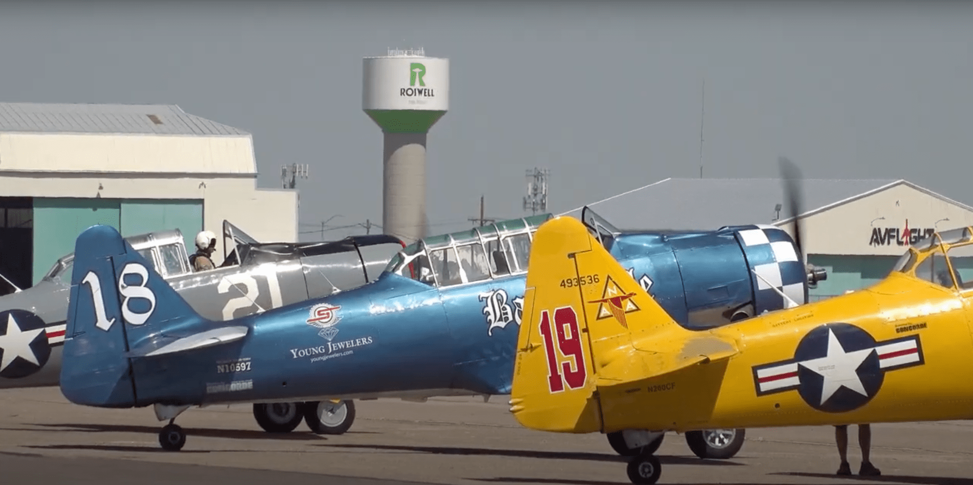 Planes on the ramp at the National Championship Air Races in Roswell, New Mexico. [Courtesy: Reno Air Racing Association]