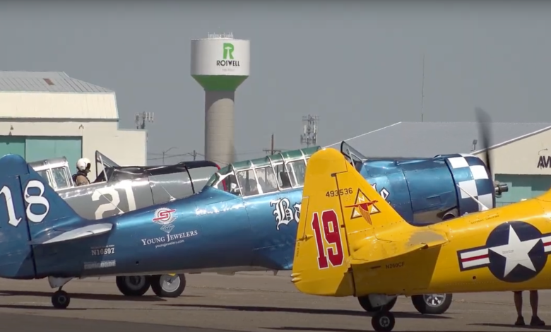 Planes on the ramp at the National Championship Air Races in Roswell, New Mexico. [Courtesy: Reno Air Racing Association]