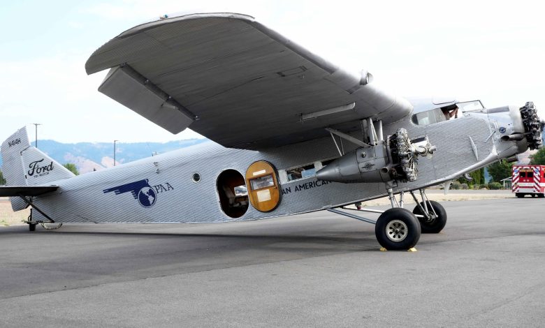 A Ford Trimotor sits on display at the recent Hood River Fly-In in Oregon. [Courtesy: Farron Brougher]