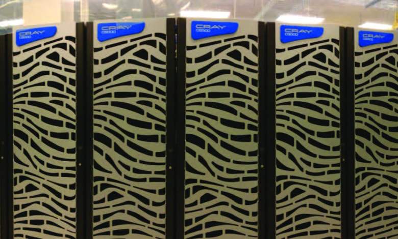 Above is NOAA’s newest high-performance computer, Hera. It is a Cray Compute Cluster computing system with a capacity of 3,270 trillion floating point operations per second.[Courtesy: NOAA]