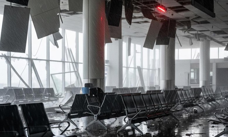 Sangster International Airport in Montego Bay, Jamaica, in the aftermath of Hurricane Melissa [Credit: @KarenC461288377 via X]