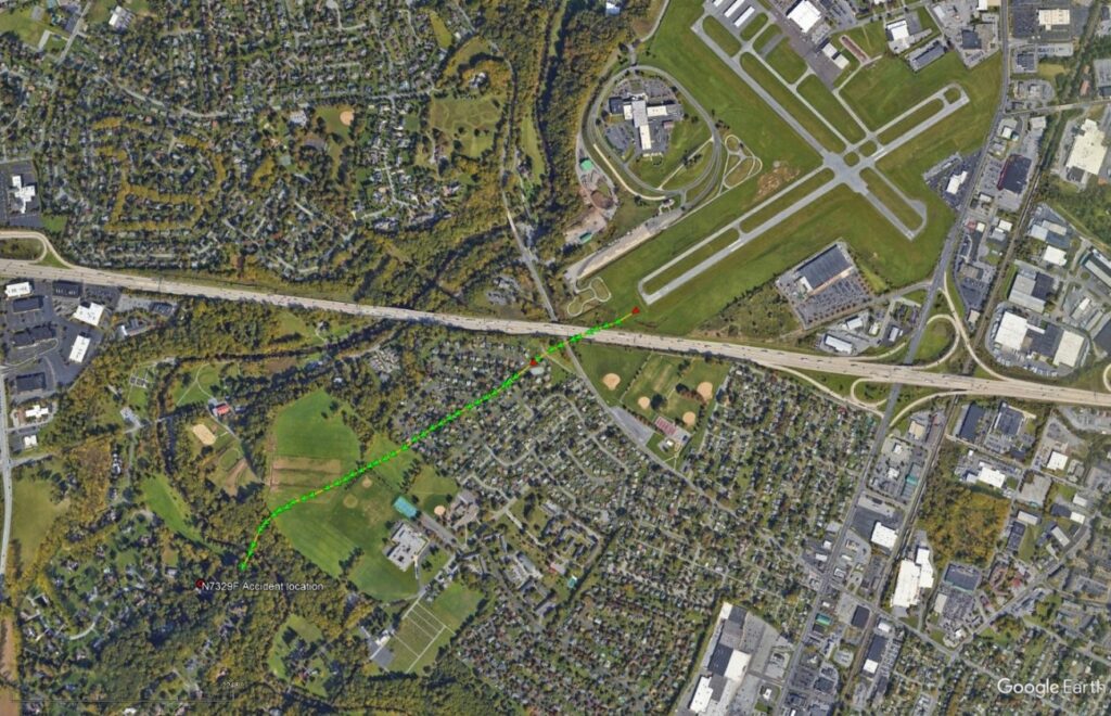 Overhead view of the accident flight path [Credit: NTSB]