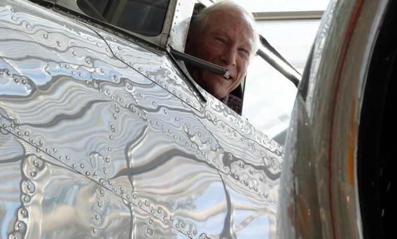 Richard Pettigrew, executive director of the Archaeological Legacy Institute (ALI), sits in the cockpit of a Lockheed Electra similar to the one flown by Amelia Earhart at the Museum of Flight in Seattle. [Courtesy: Ted Huetter/Museum of Flight]