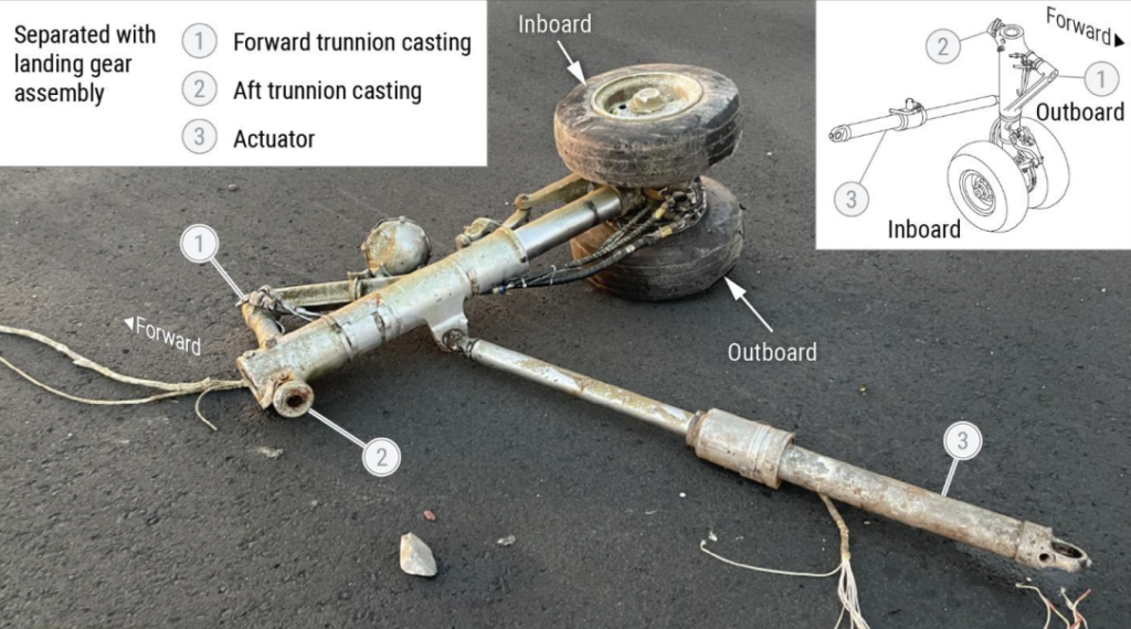 The NTSB has issued an urgent recommendation to check the landing gear on Learjets stemming from a landing accident in Scottsdale, Arizona. [Credit: NTSB]