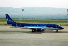 An Azerbaijan Airlines aircraft in Georgia.