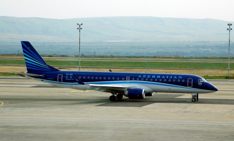 An Azerbaijan Airlines aircraft in Georgia.