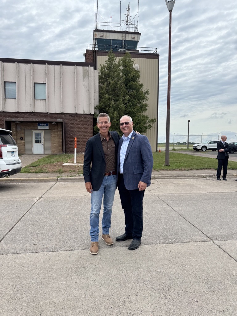 Transportation Secretary Sean Duff (left) attended the August announcement of the plans for a new ATC at Duluth International Airport in Minnesota. [Credit: Duluth International Airport Facebook page]