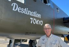 Ron Kaplan applied his skill and paint to the nose of a restored B-25 in honor of the famous Doolittle Raiders of World War II. [Courtesy: Rob Kaplan]