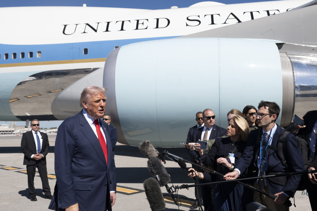 President Donald Trump at Palm Beach International Airport