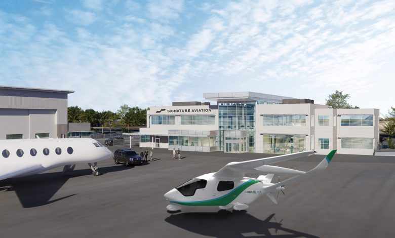 Beta Technologies Alia electric aircraft at Signature Aviation terminal