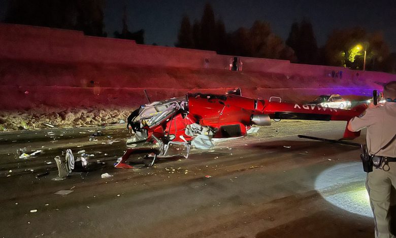 An ambulance helicopter crashed on October 6 near Sacramento, California, after losing power for an unknown reason, according to the NTSB’s preliminary report. [Credit: California Department of Transportation District 8]
