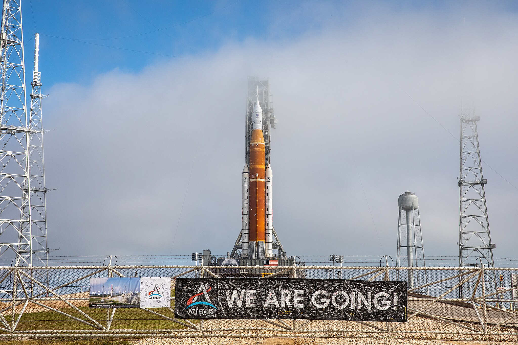 The SLS for Artemis I on its mobile launcher