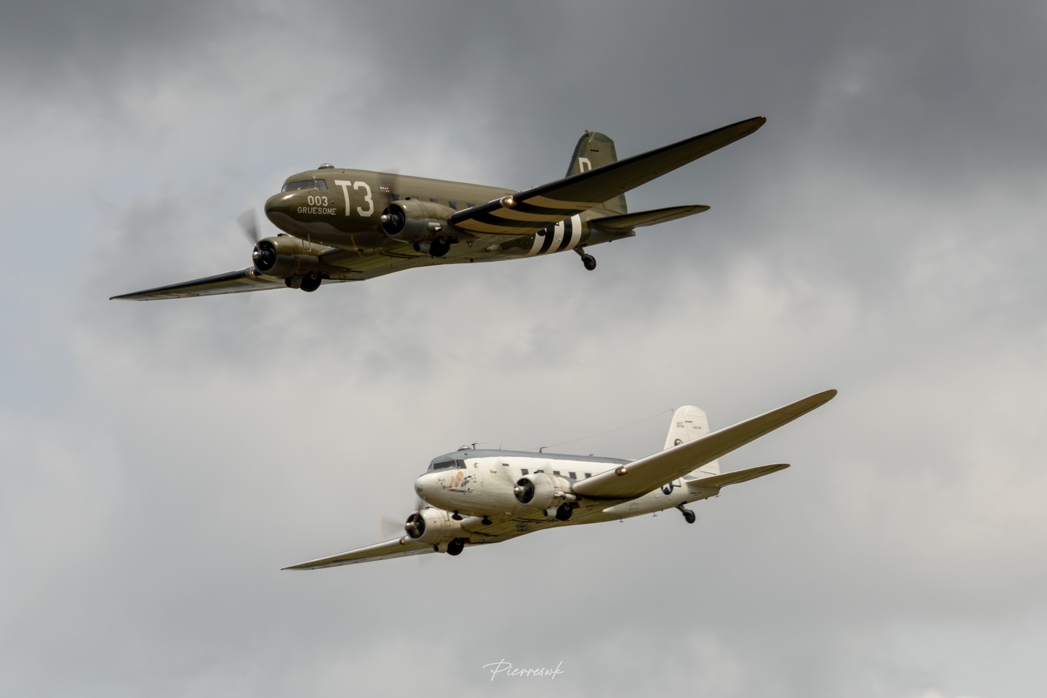 A pair of Douglas DC-3s in flight [Credit: DC-3 Society Facebook]