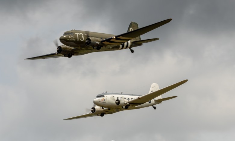 A pair of Douglas DC-3s in flight [Credit: DC-3 Society Facebook]