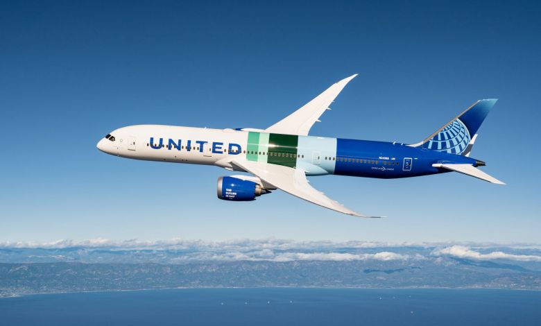 Neste SAF branded United Airlines Boeing 787 Dreamliner