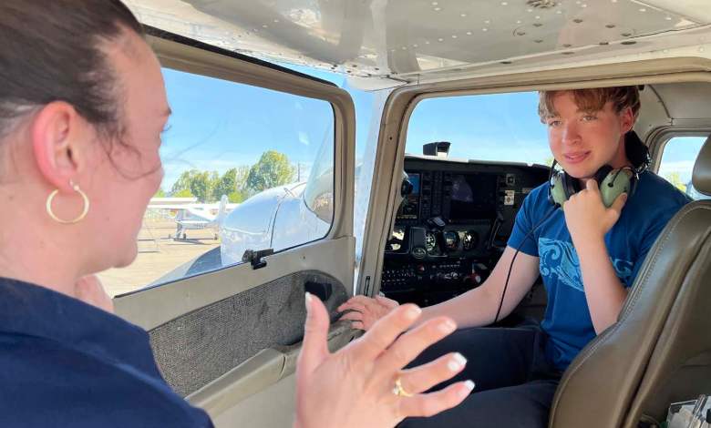 Many pilots are training at a school that embraces performing the duties of pilot in command in lieu of solo flight. [Credit: Meg Godlewski]