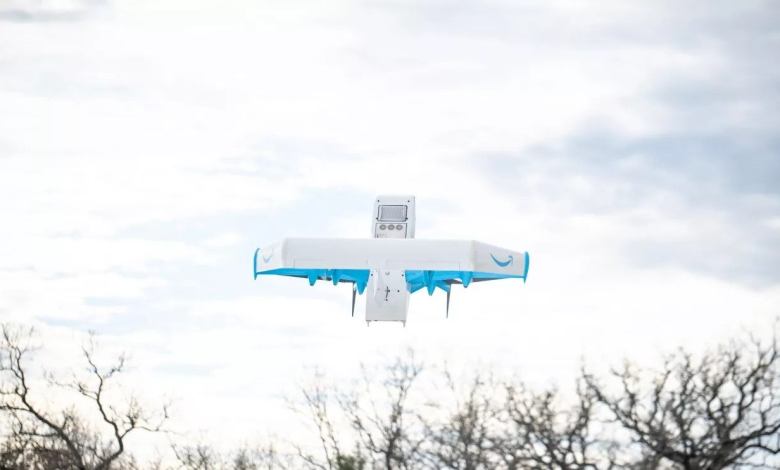 Amazon Prime Air delivery drone in flight