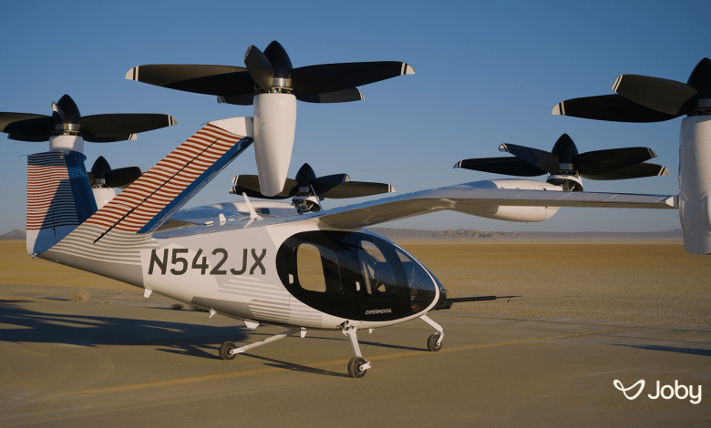 Joby Aviation electric vertical takeoff and landing (eVTOL) air taxi on the tarmac