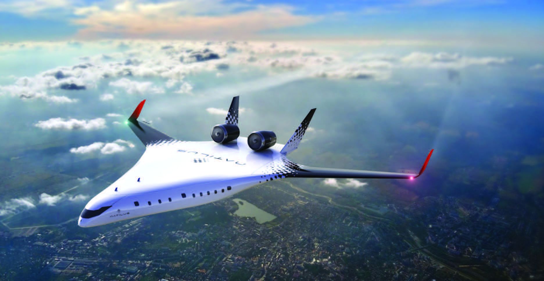Natilus’ blended-wing body Horizon aircraft will reduce fuel burn by 30 percent, according to the company. [Credit: Natilus]