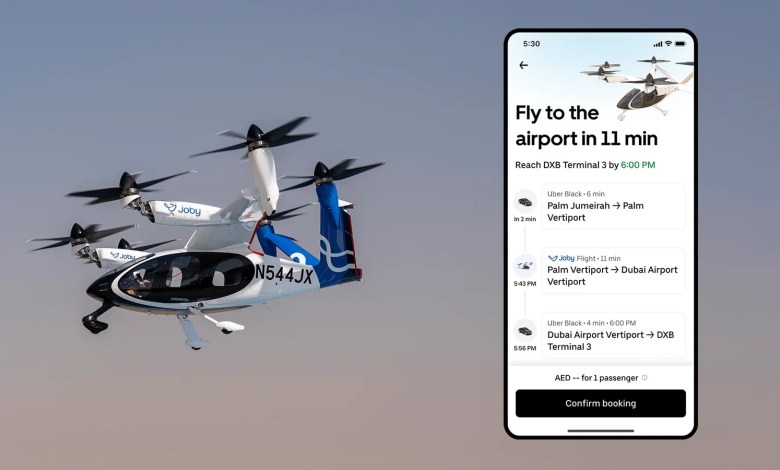 Joby electric eVTOL air taxi with Uber app